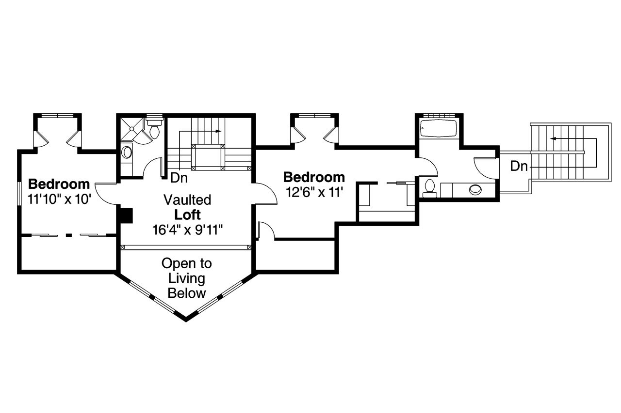 Secondary Image - A-Frame House Plan - Boulder Creek 30-814 - 2nd Floor Plan 