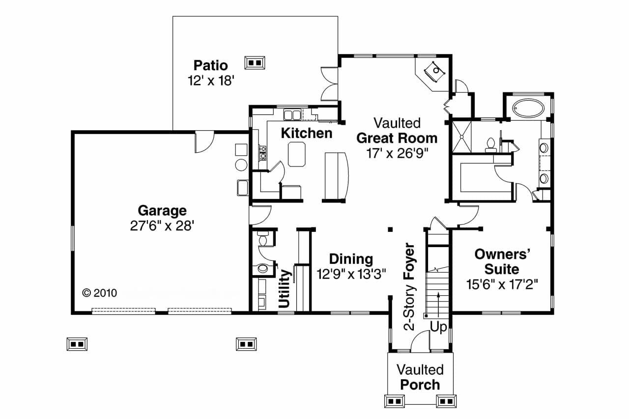 Lodge Style House Plan - Grand River 30-754 - 1st Floor Plan 