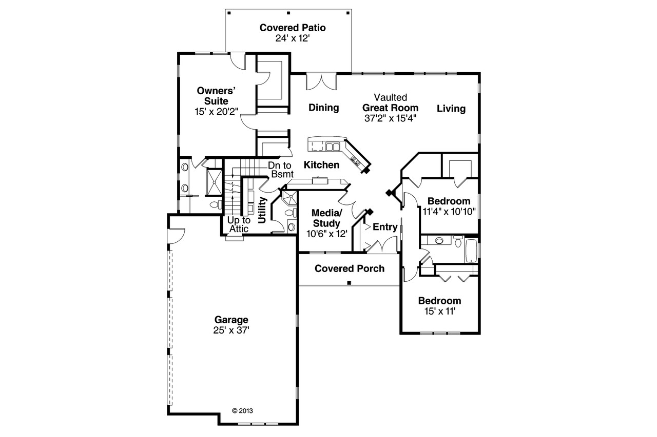 Ranch House Plan - Bakersfield 10-582 - 1st Floor Plan 