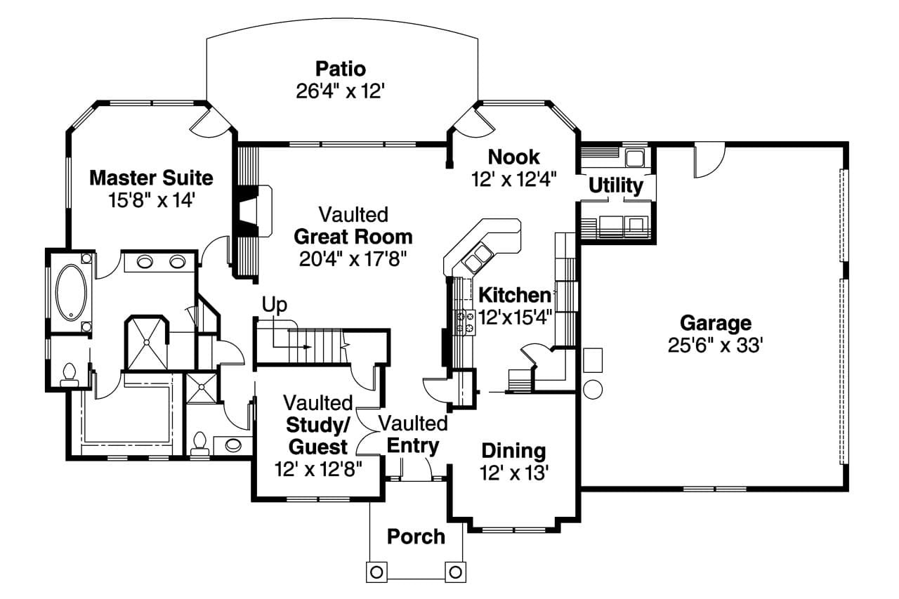 European House Plan - Crestwick 30-425 - 1st Floor Plan 