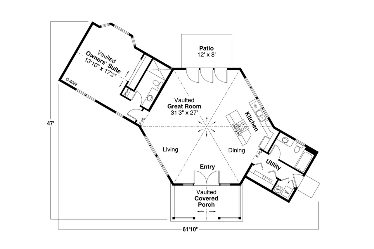 Cottage House Plan - Cascade Cottage 10-641 - 1st Floor Plan 