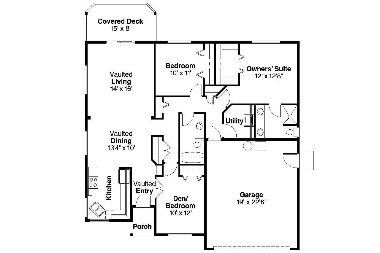 Ranch House Plan - Dexter 30-547 - 1st Floor Plan 