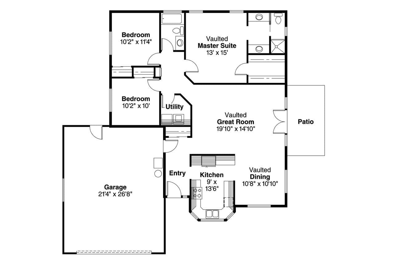 Traditional House Plan - Harney 10-223 - 1st Floor Plan 