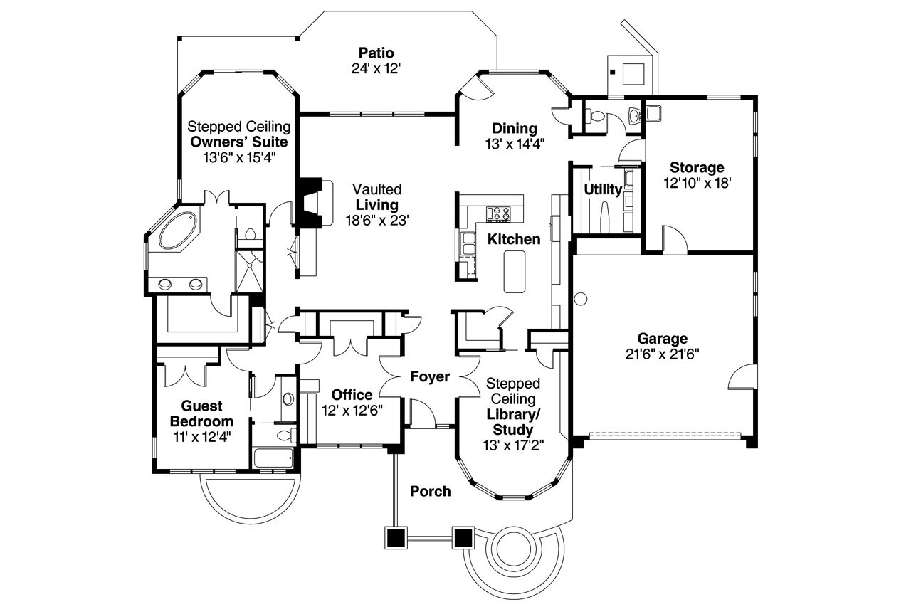 Prairie House Plan - Elmhurst 30-452 - 1st Floor Plan 