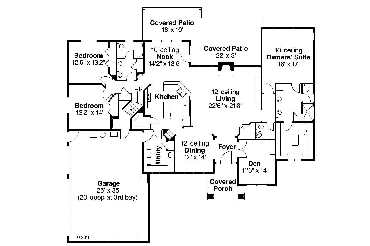 Ranch House Plan - Willamette 30-788 - 1st Floor Plan 