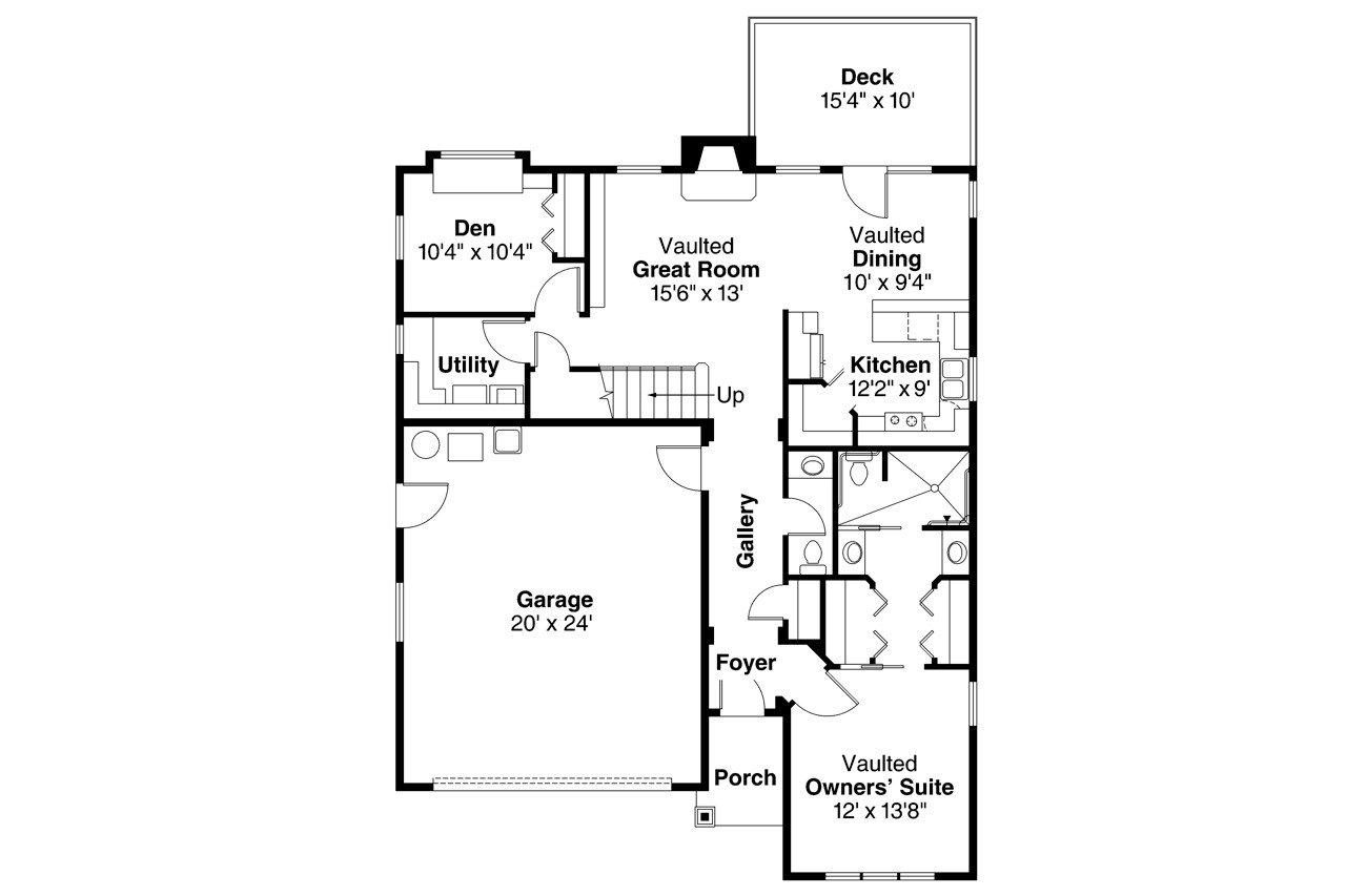 Cottage House Plan - Riverton 30-811 - 1st Floor Plan 