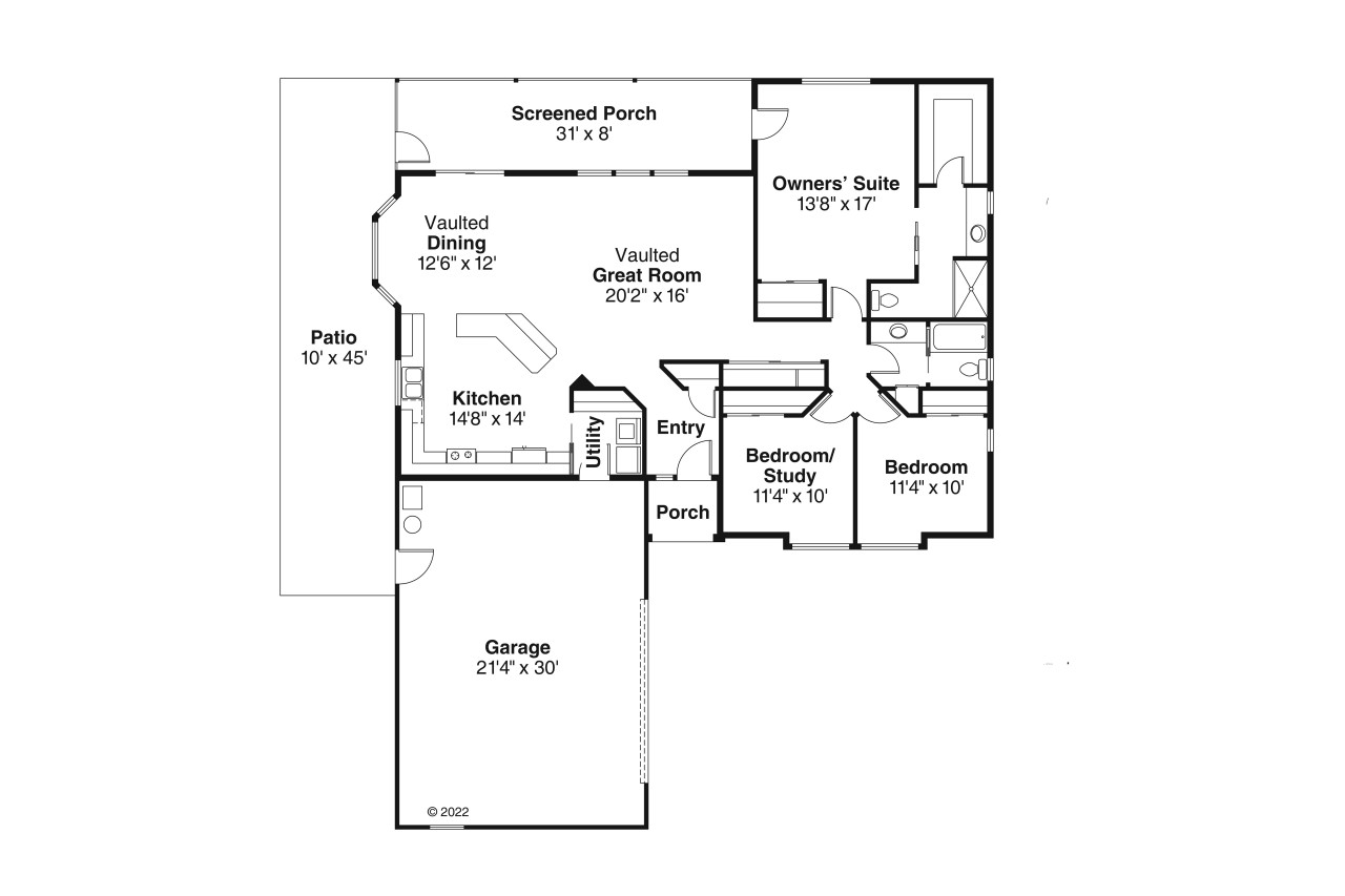 Traditional House Plan - Crosbyton 11-136 - 1st Floor Plan 