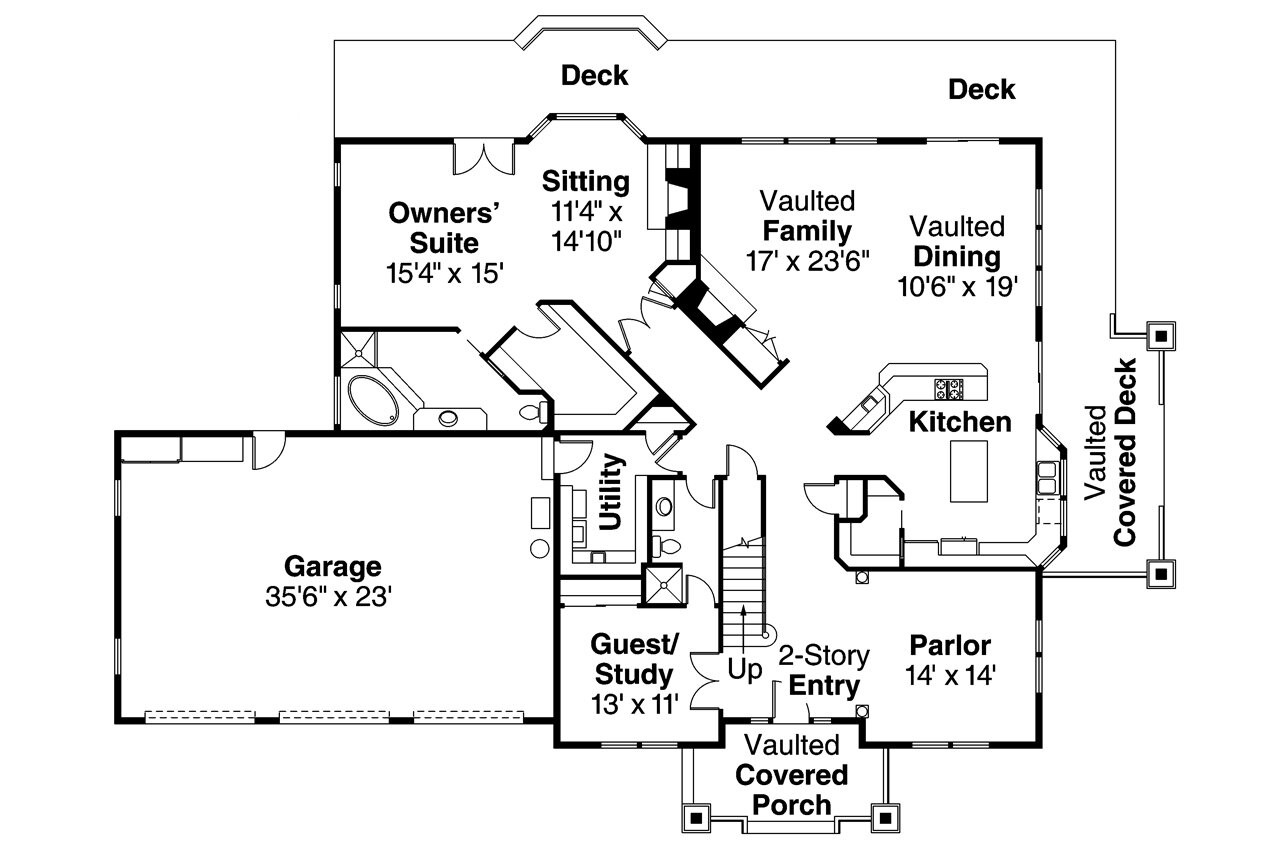 Country House Plan - Kendrick 30-236 - 1st Floor Plan 