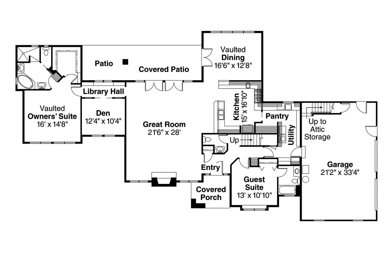 European House Plan - Brelsford 30-202 - 1st Floor Plan 