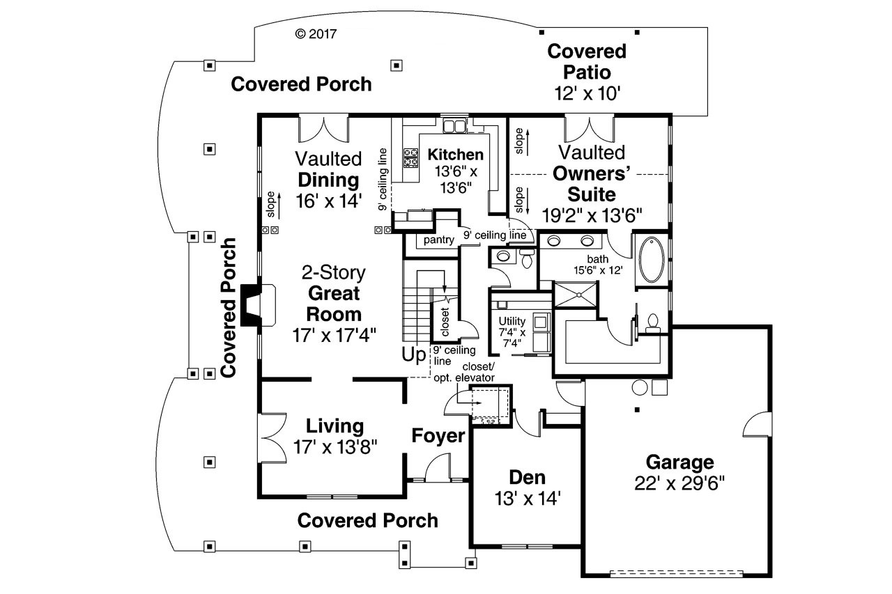 Country House Plan - Anchorage 30-930 - 1st Floor Plan 