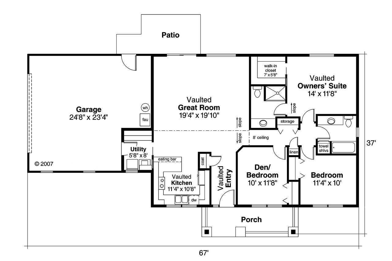 Ranch House Plan - Kettering 30-441 - 1st Floor Plan 