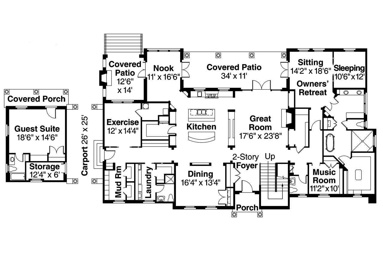 Mediterranean House Plan - Rossano 30-569 - 1st Floor Plan 