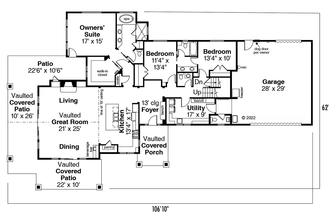 Craftsman House Plan - Heartfall 10-620 - 1st Floor Plan 