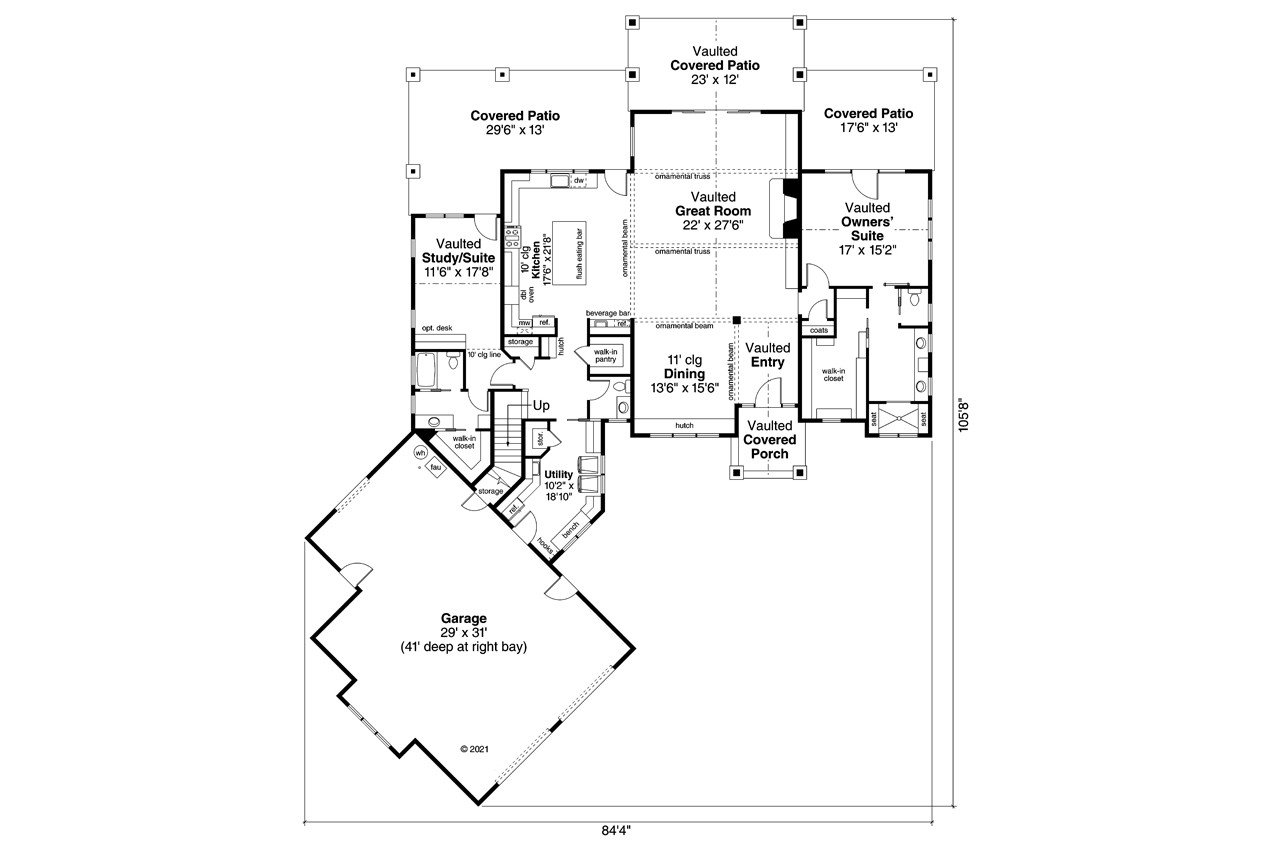 Craftsman House Plan - Cabernet Creek 31-264 - 1st Floor Plan 