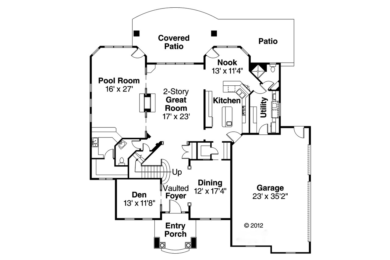 European House Plan - Reynolds 30-396 - 1st Floor Plan 