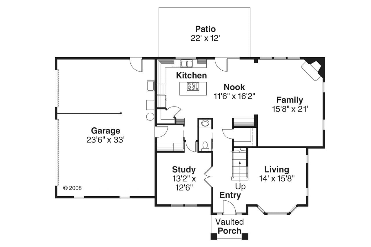 European House Plan - Cartwright 30-556 - 1st Floor Plan 