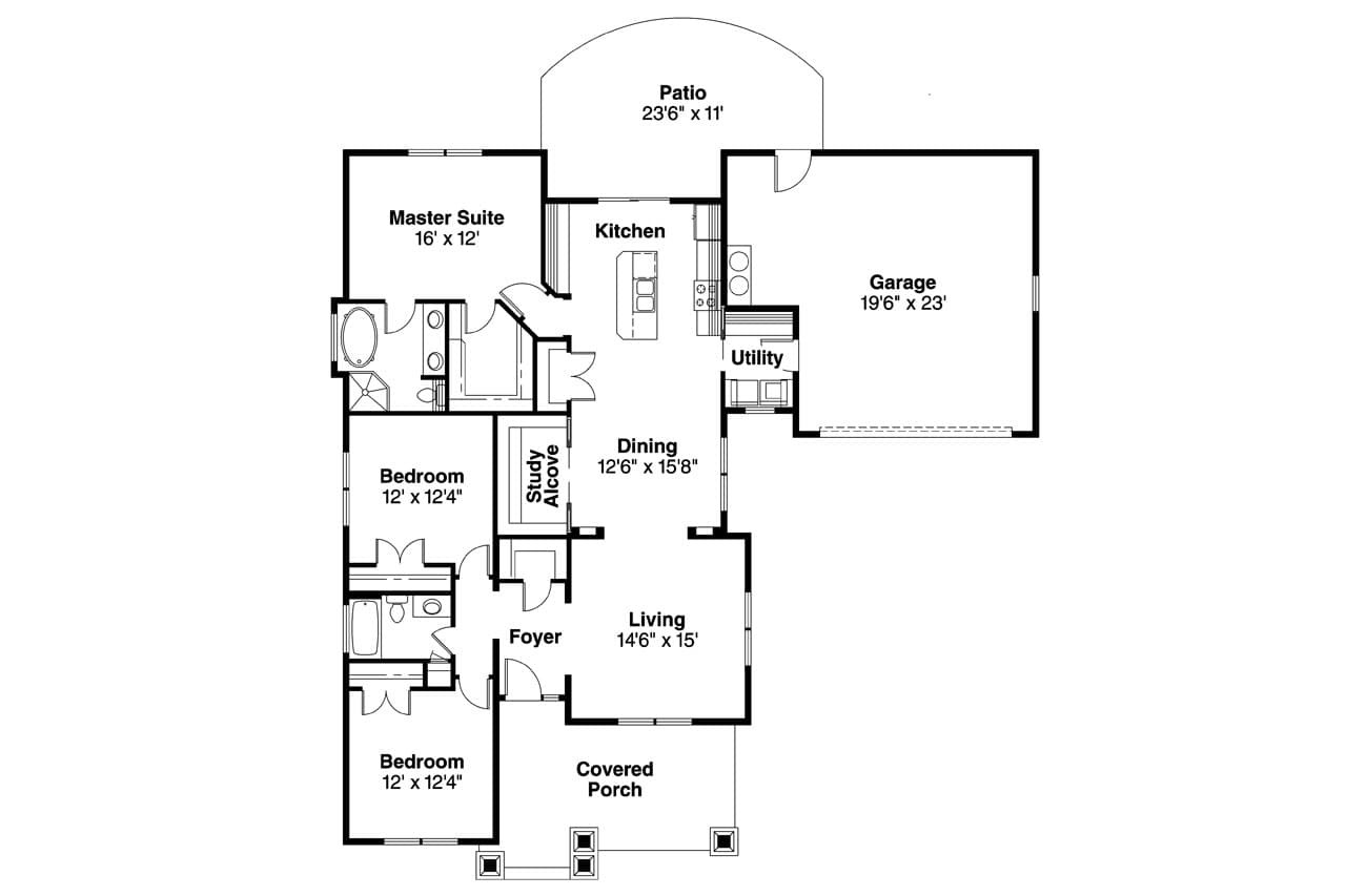 Cottage House Plan - St. Clair 30-383 - 1st Floor Plan 