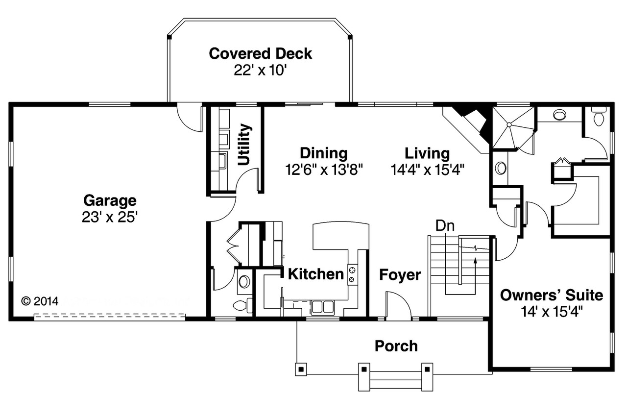 Ranch House Plan - Gatsby 30-664 - 1st Floor Plan 