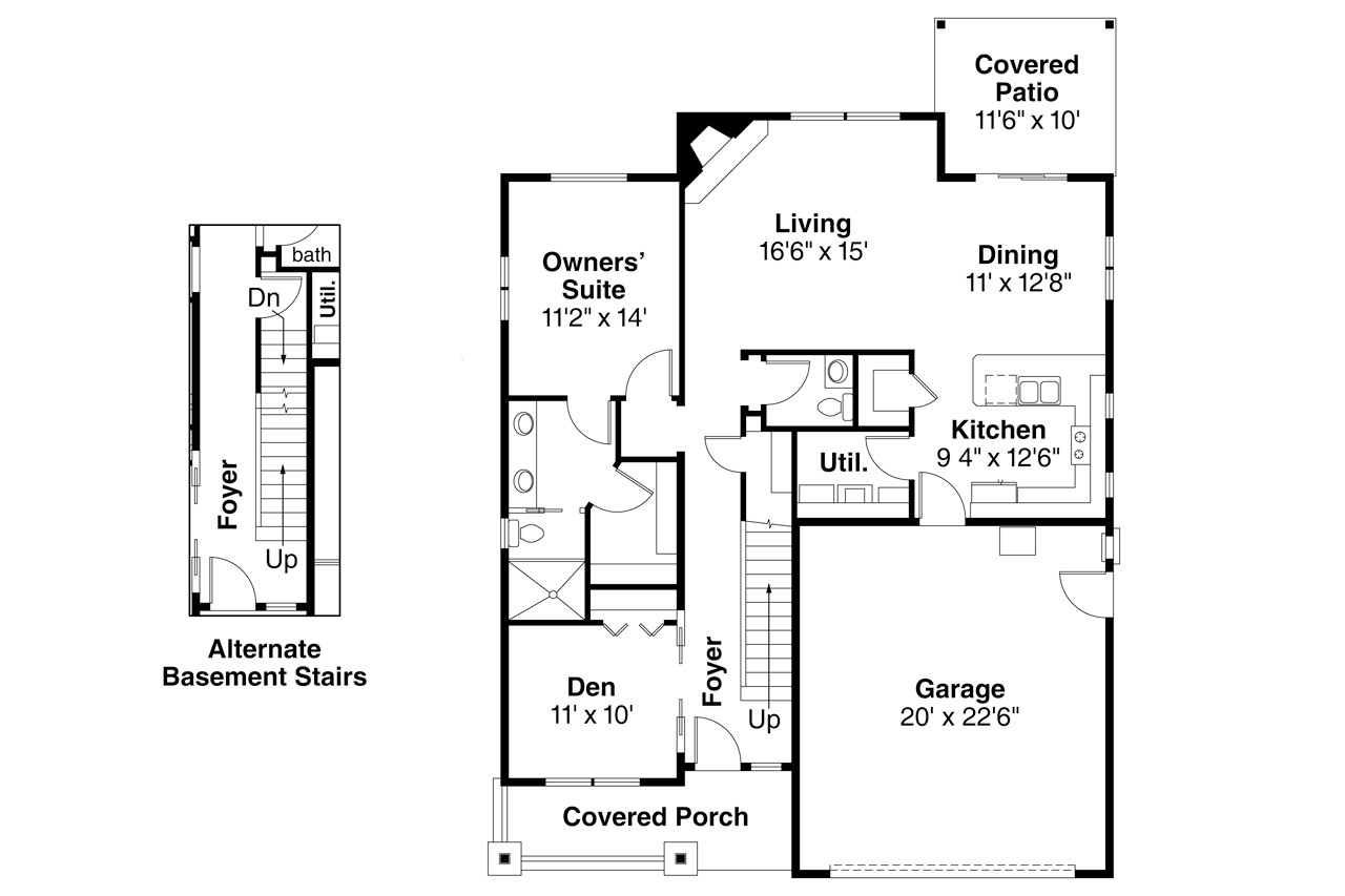 Country House Plan - Shasta 30-866 - 1st Floor Plan 