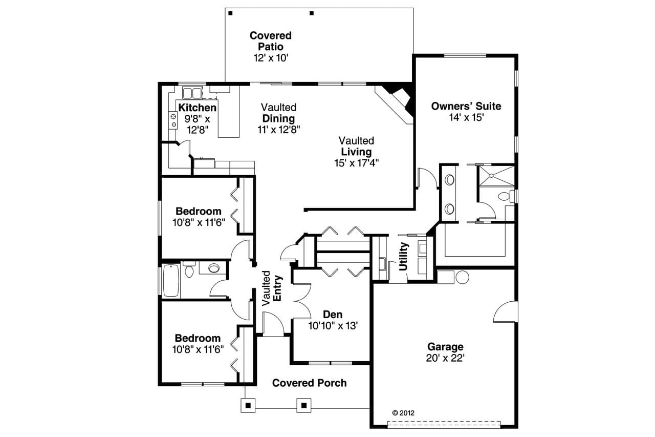 Ranch House Plan - Whittaker 30-845 - 1st Floor Plan 