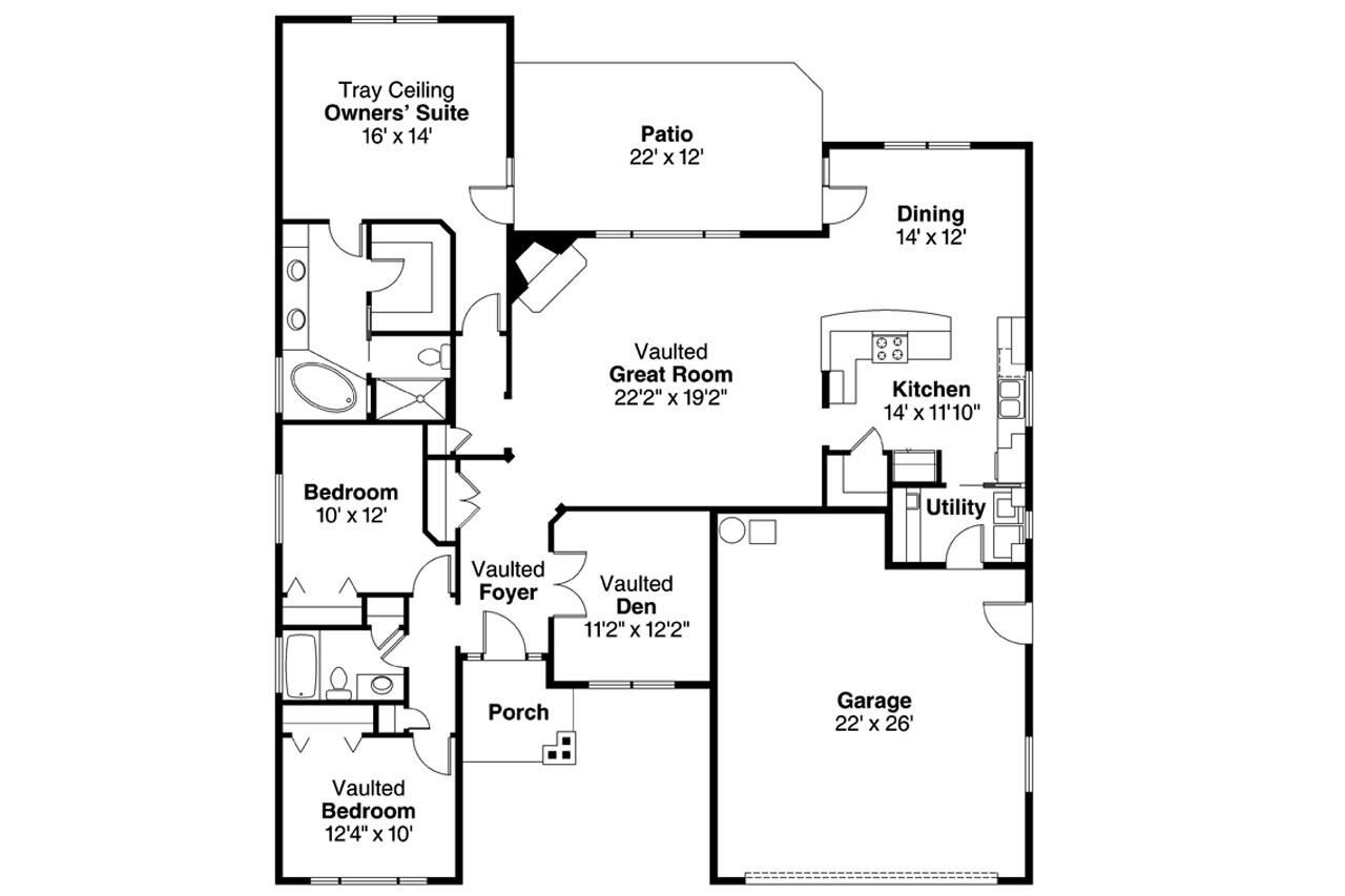 Craftsman House Plan - Ridgefield 30-696 - 1st Floor Plan 