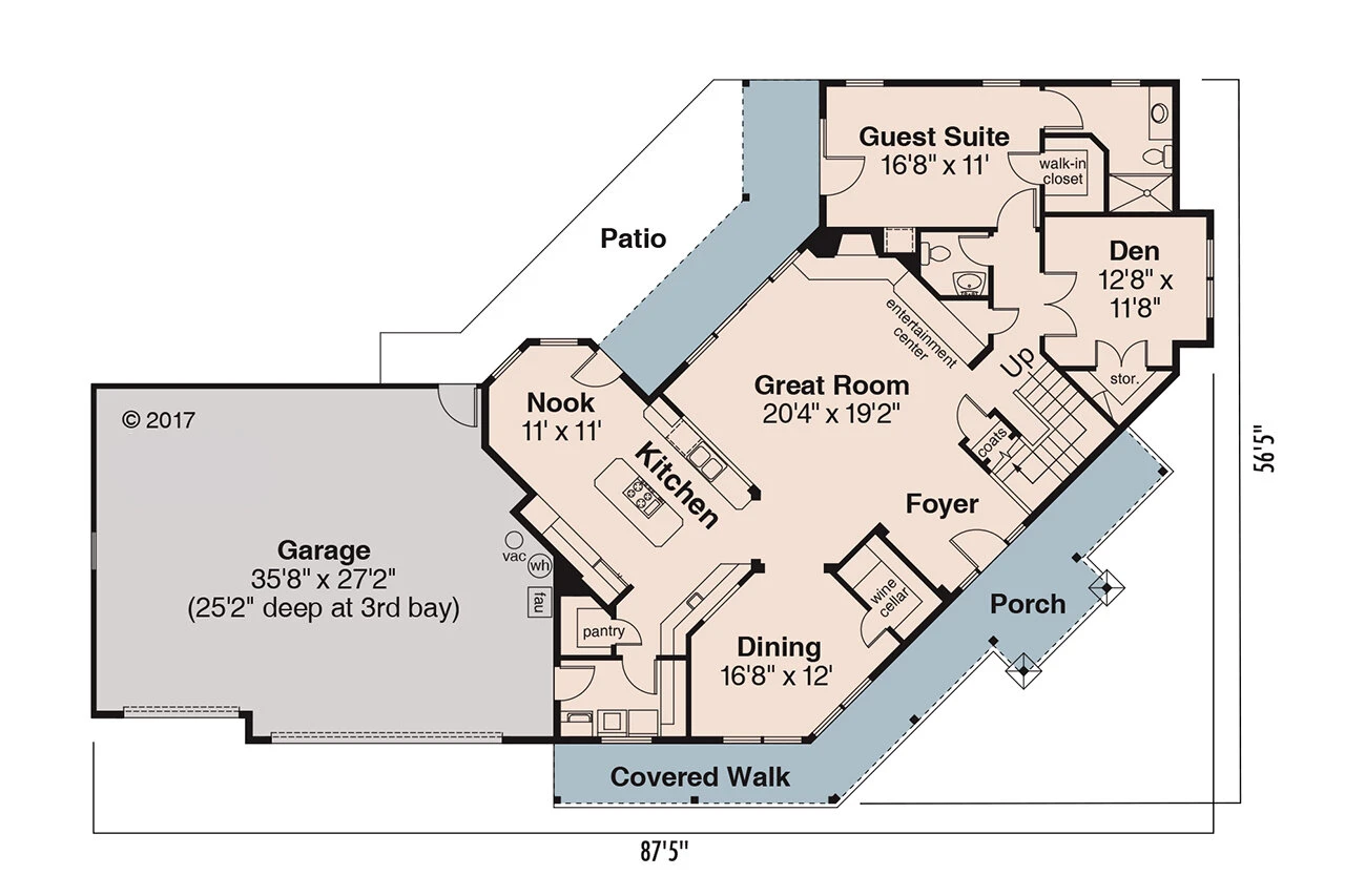 Craftsman House Plan - Rutherford 30-411 - 1st Floor Plan 