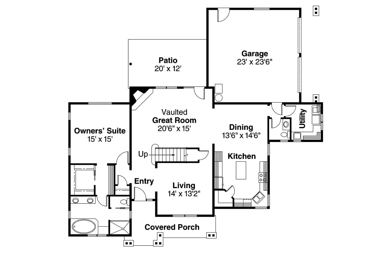 Craftsman House Plan - Awbery 30-551 - 1st Floor Plan 
