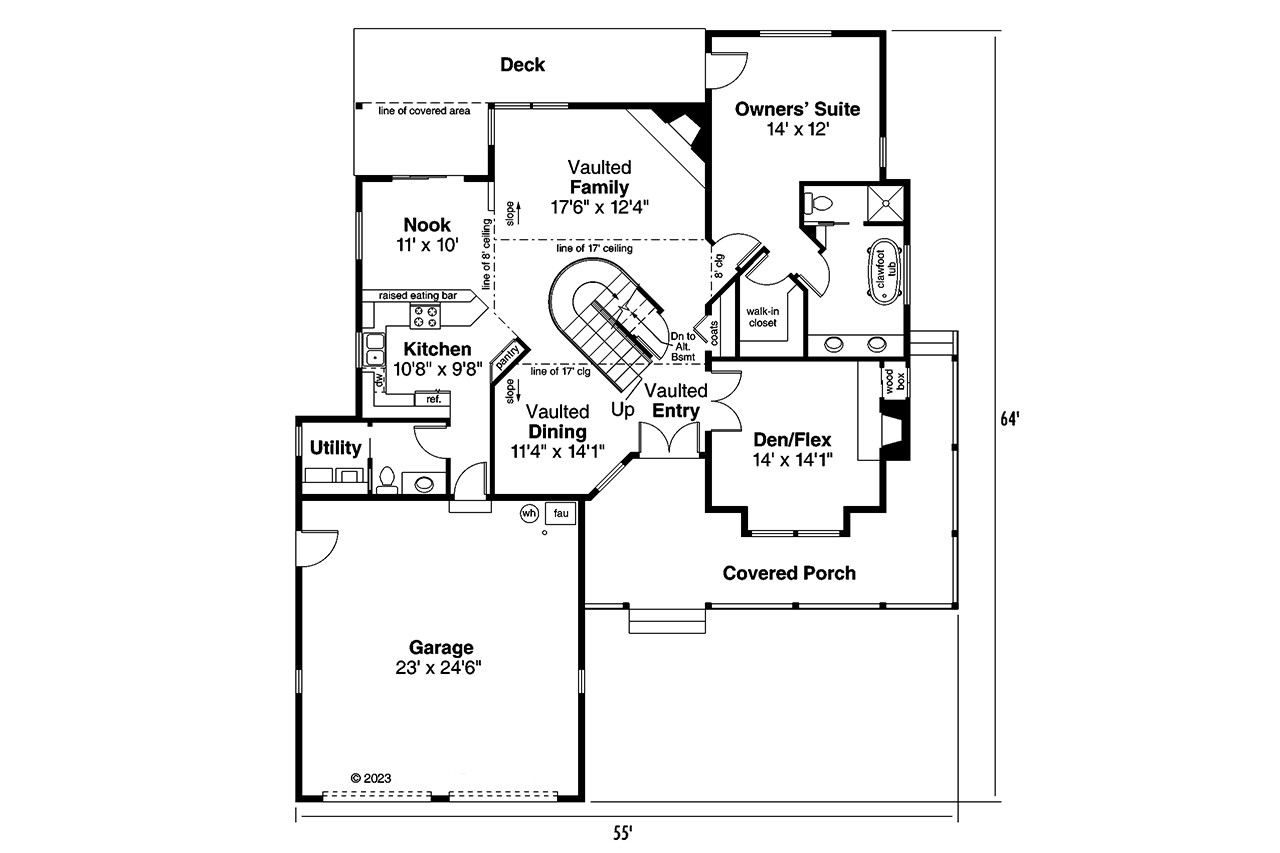 Farmhouse House Plan - Corbin 2 10-651 - 1st Floor Plan 