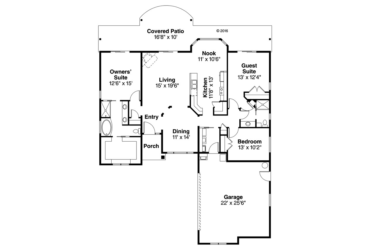 Mediterranean House Plan - Yaquina 31-025 - 1st Floor Plan 