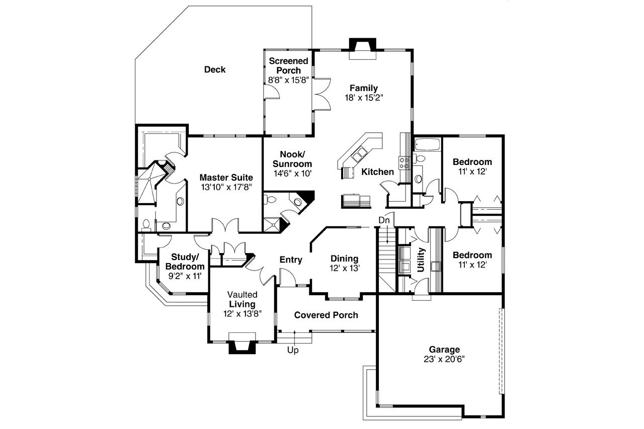 Ranch House Plan - Bridgewater 10-253 - 1st Floor Plan 