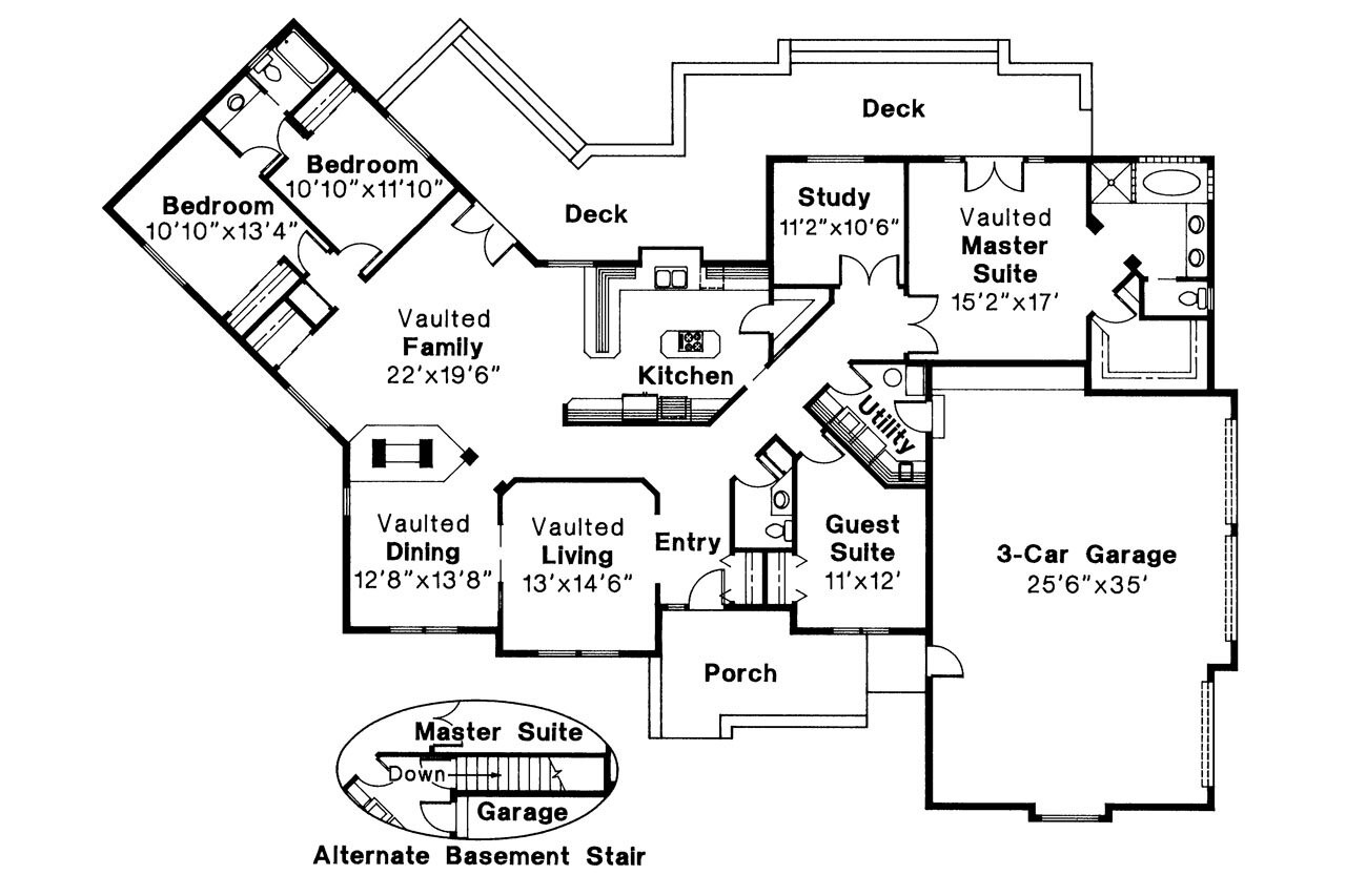 Ranch House Plan - Stonecrest 10-054 - 1st Floor Plan 