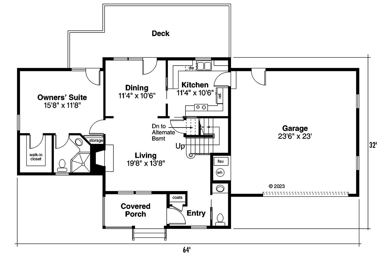 Country House Plan - Abbot 10-075 - 1st Floor Plan 