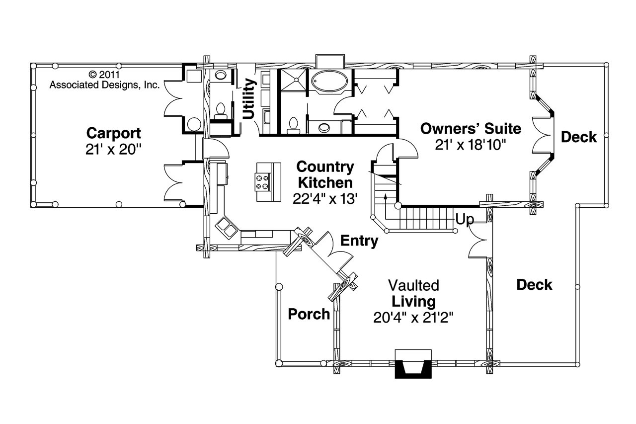 Lodge Style House Plan - Wickiup 30-116 - 1st Floor Plan 