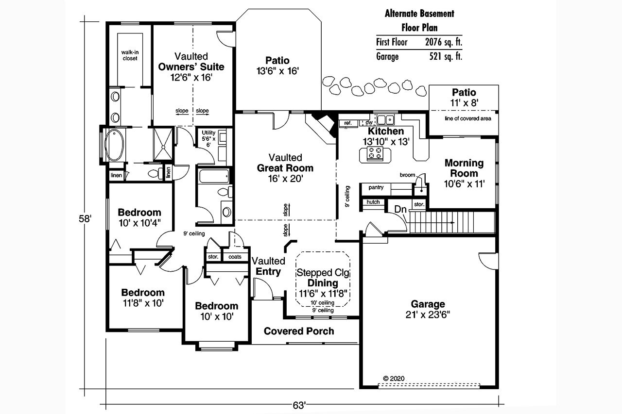 Traditional House Plan - Midland 30-052 - Optional Floor Plan 