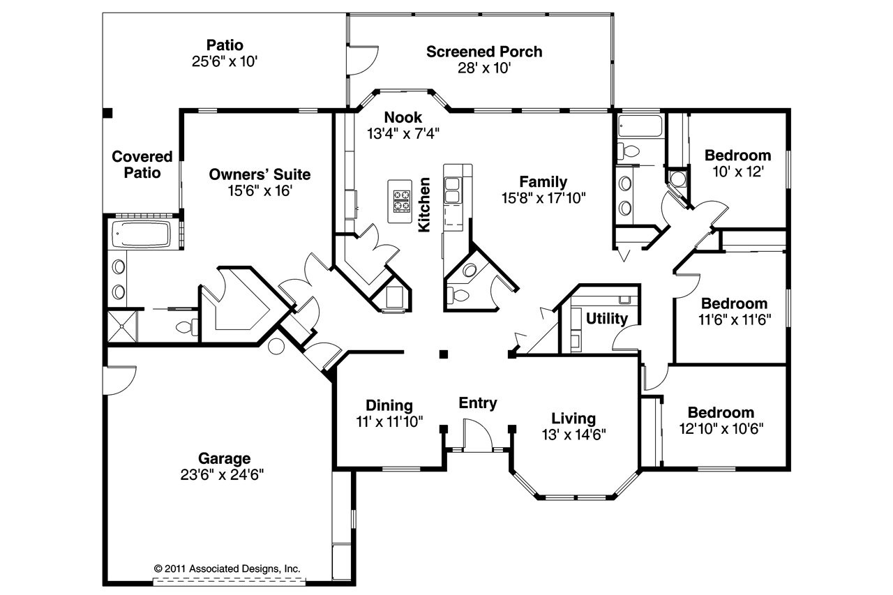 Mediterranean House Plan - Bryant 11-024 - 1st Floor Plan 