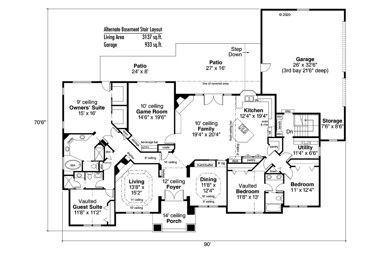 Southwest House Plan - Barstow 30-050 - Optional Floor Plan 