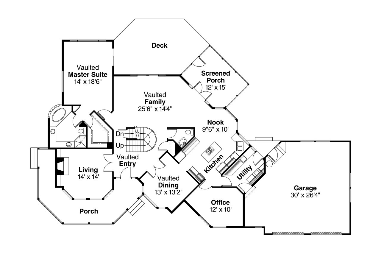 Country House Plan - Hayward 10-134 - 1st Floor Plan 