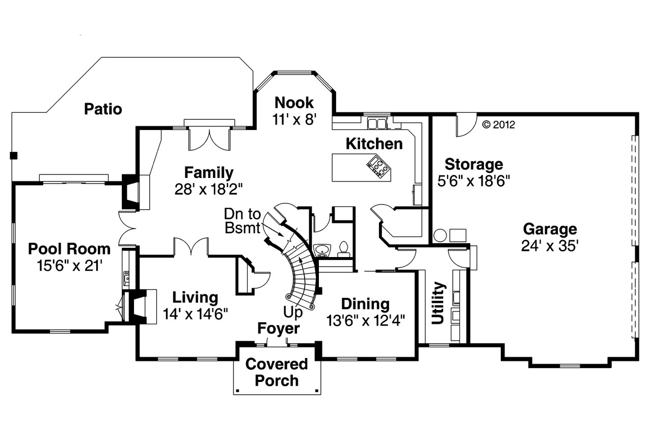 Classic House Plan - Kersley 30-041 - 1st Floor Plan 