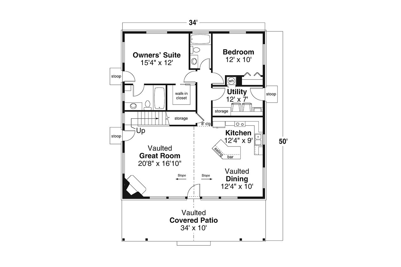 Cottage House Plan - Nottaway 31-317 - 1st Floor Plan 