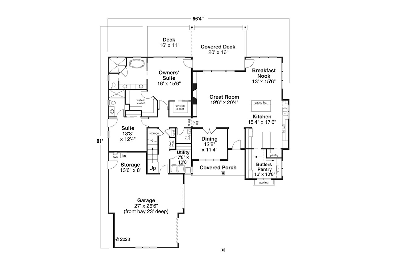 Craftsman House Plan - Winterbrook 31-363 - 1st Floor Plan 