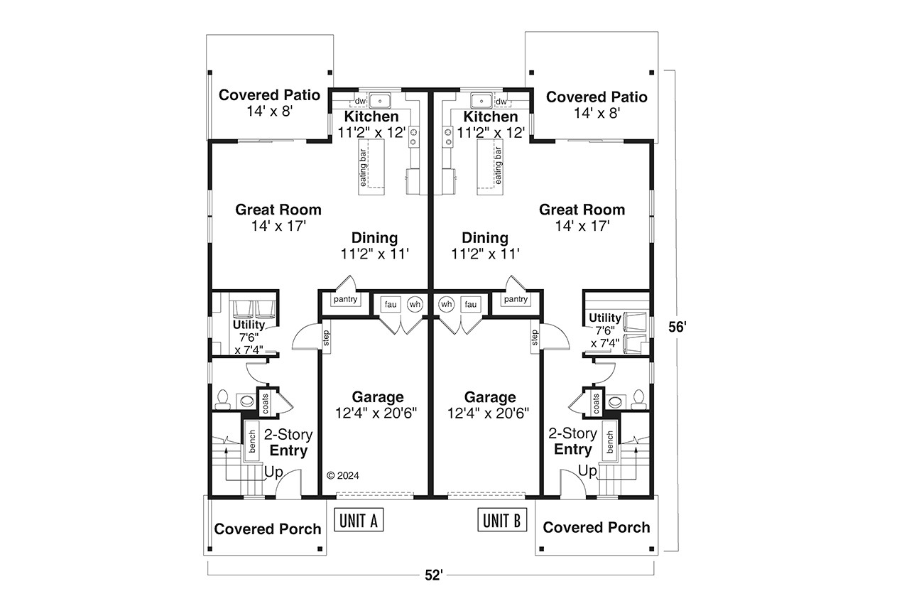 Prairie House Plan - Holtwood 60-070 - 1st Floor Plan 