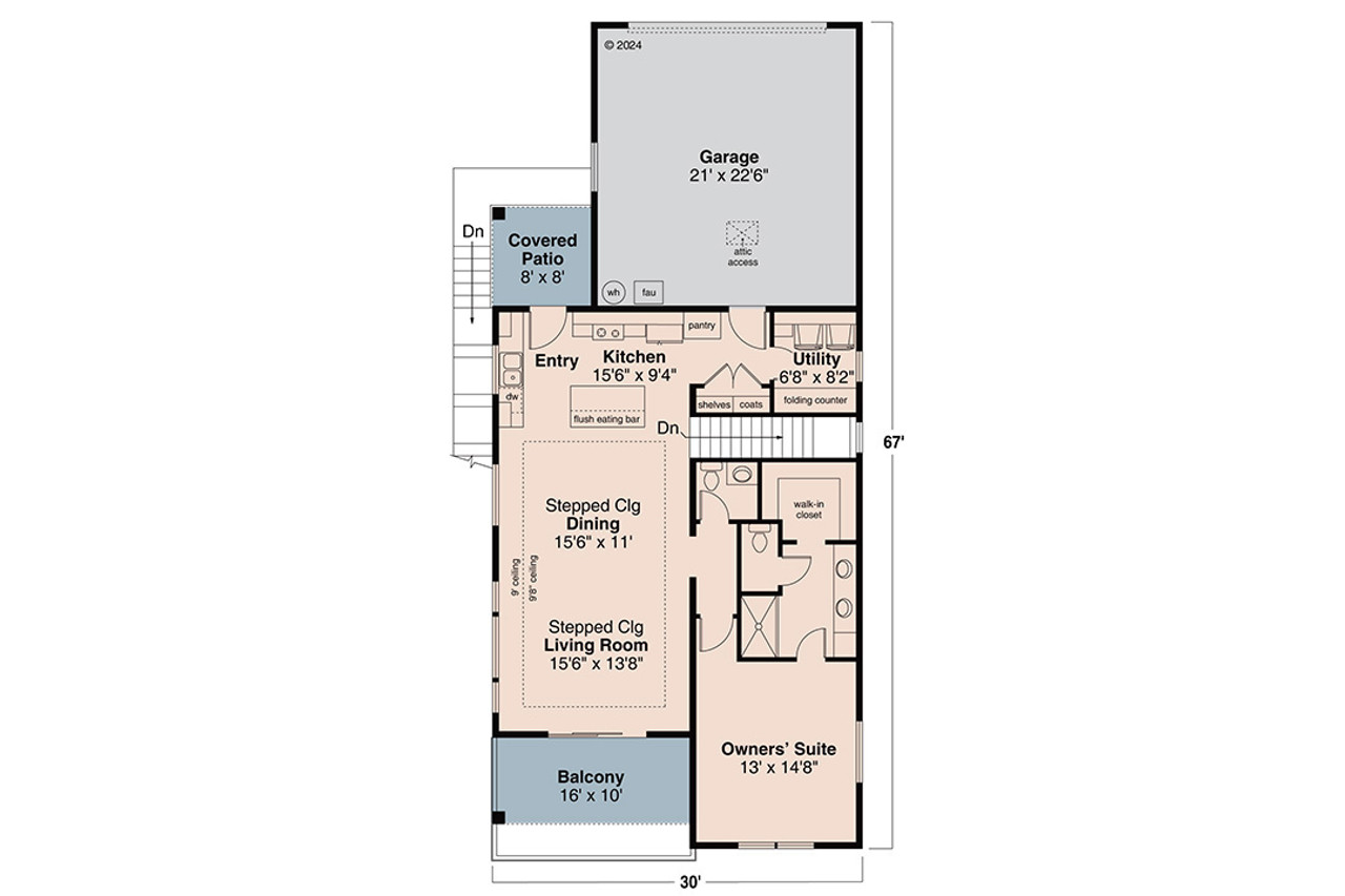 Prairie House Plan - Ashford 60-073 - 1st Floor Plan 