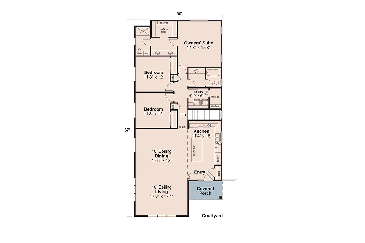 Prairie House Plan - Groveland 5 31-409 - 1st Floor Plan 