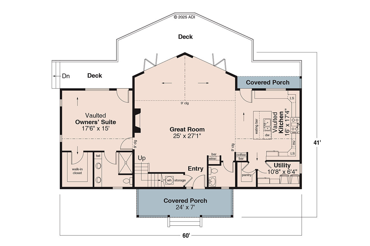 A-Frame House Plan - Timber Ridge 31-426 - 1st Floor Plan 