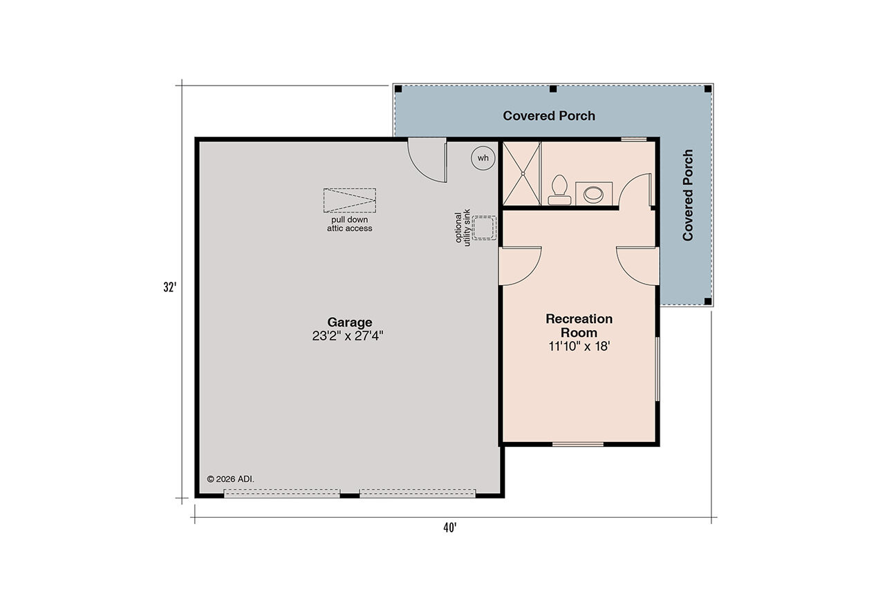 Farmhouse House Plan - Garage 20-664 - 1st Floor Plan 