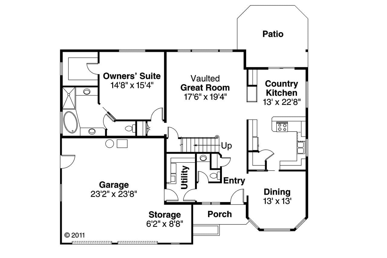 Traditional House Plan - Albany 30-047 - 1st Floor Plan 