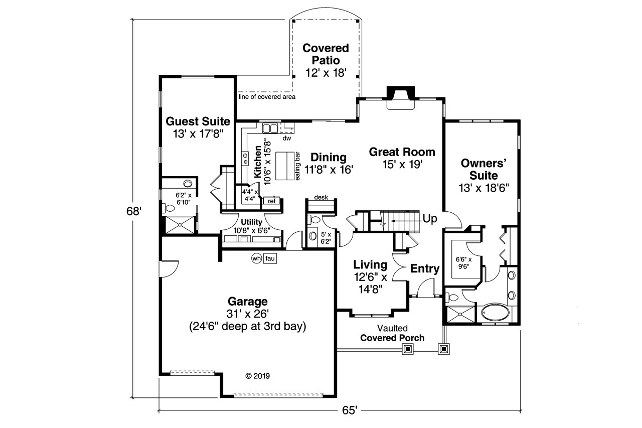 Craftsman House Plan - Hillsborough 30-870 - 1st Floor Plan 