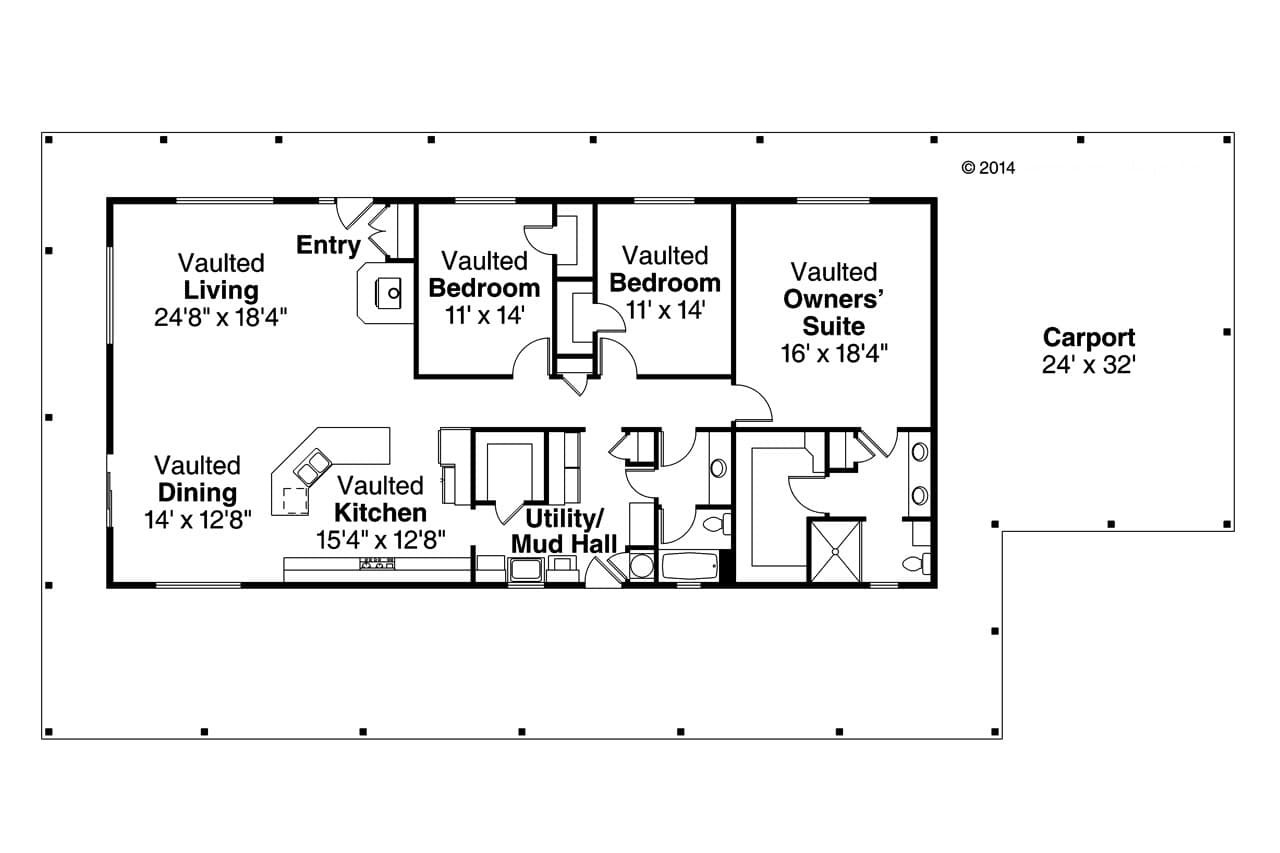 Ranch House Plan - Madrone 30-749 - 1st Floor Plan 