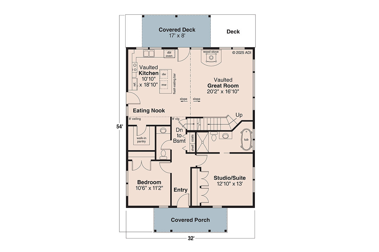 Cottage House Plan - Mosier 31-238 - 1st Floor Plan 