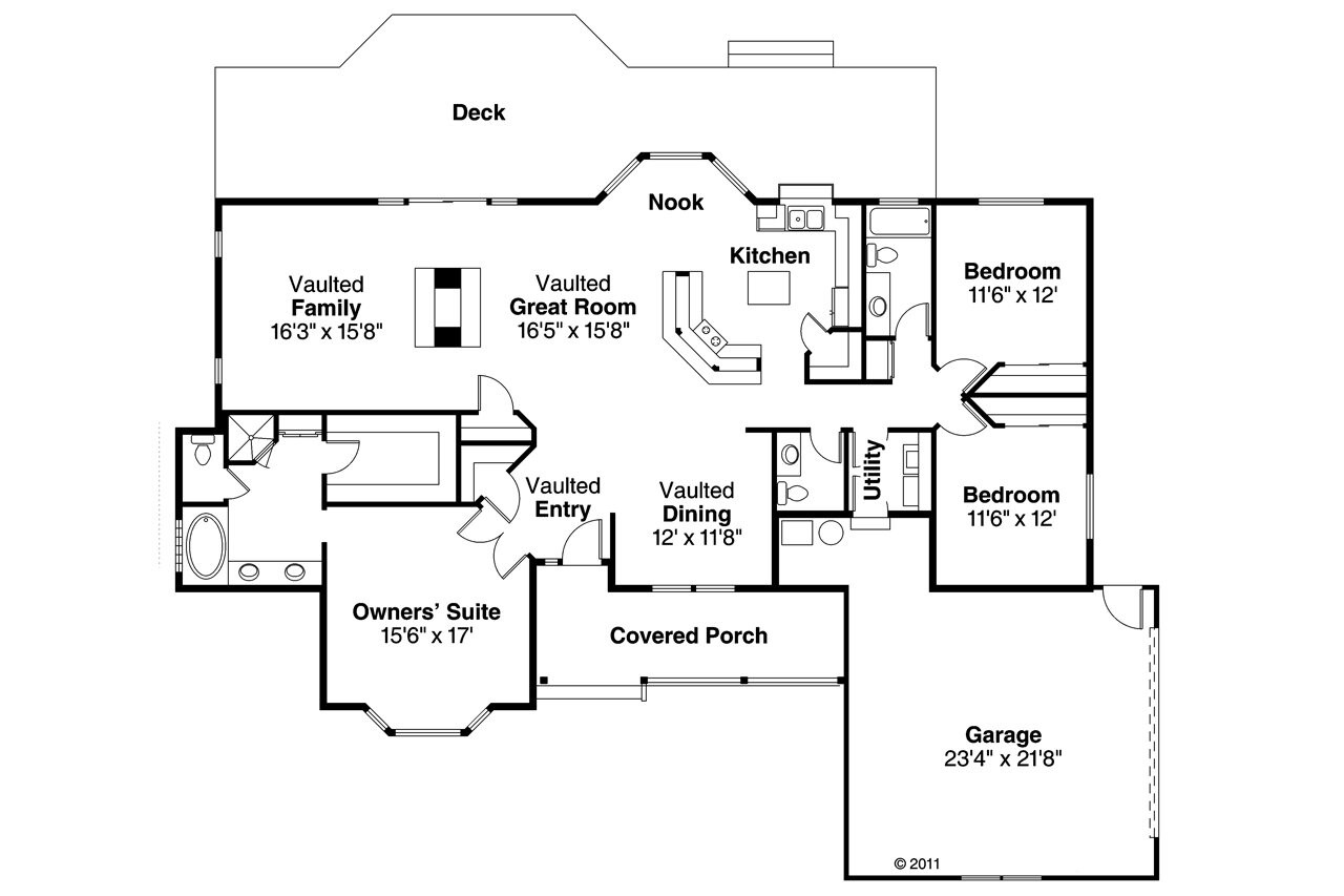 Ranch House Plan - Eastport 10-548 - 1st Floor Plan 